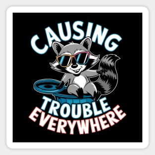 Causing Trouble Everywhere – Funny Raccoon Cool Sunglasses Magnet